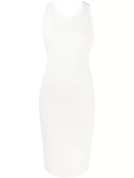 Rochie midi Yves Salomon până la genunchi de costum alb