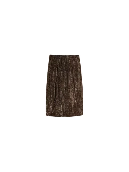 Spódnica midi Twinset z cekinami w paski brązowa