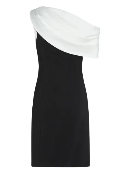 Sukienka mini Karl Lagerfeld drapowana na jednym ramieniu garniturowa czarna