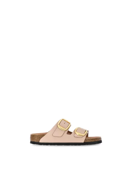 Klapki Birkenstock skórzane na sprzączkę różowe