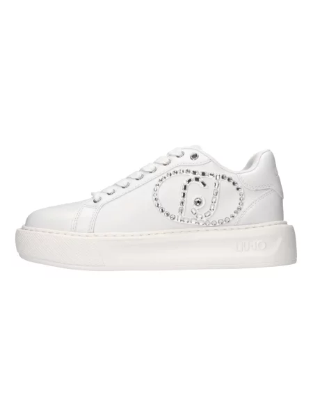 Sneakersy Liu Jo skórzane z dżetami białe