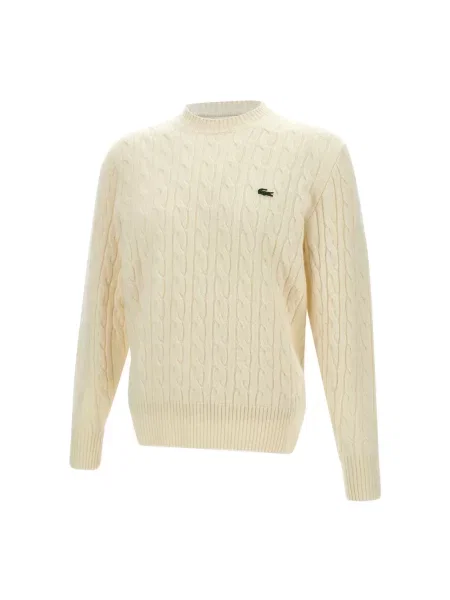 Sweter Lacoste wełniany elegancki biały