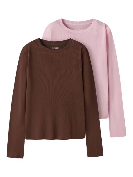 TWO SOON Tricou ciocolatiu roz
