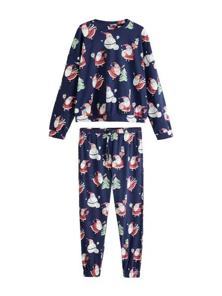 Next Pijama bleumarin / roșu rodie / negru alb