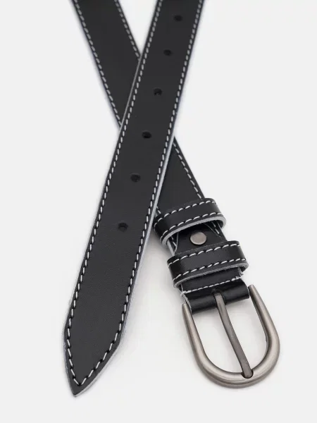 Кожаный ремень Borsa Leather с ремешками черный