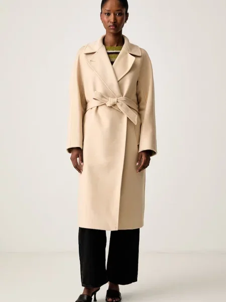 Weekend Max Mara palton pentru femei din lână WKDRESINA bej
