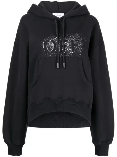 Hanorac cu glugă Off-white cu autograf alb