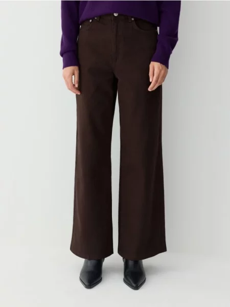 Reserved Джинси широкого крою темно коричневий