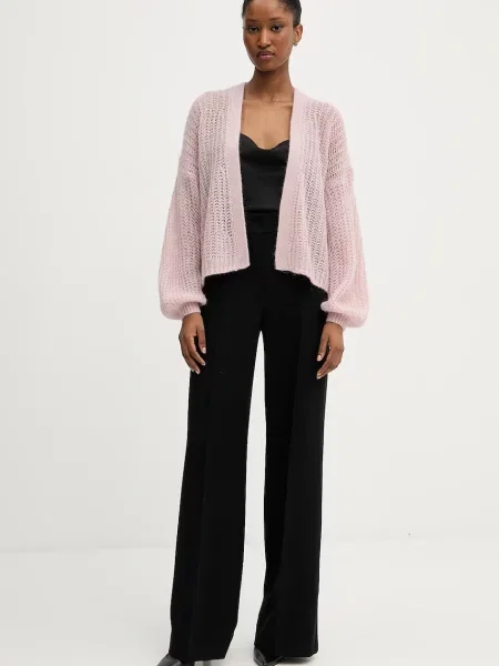 Lekki dzianinowy kardigan Boss Orange różowy