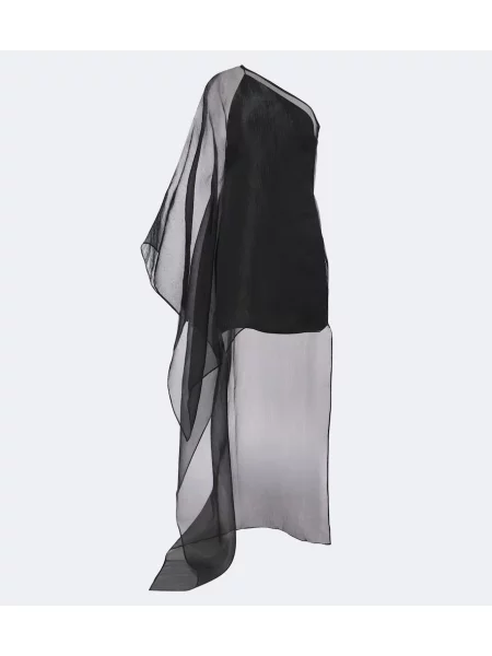 Rochie Taller Marmo din organza cu un umăr gol negru