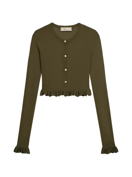 Cardigan Blumarine cu volane verde