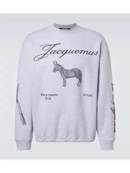 Hanorac din fleece Jacquemus cu broderie din fleece gri