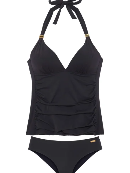 LASCANA Majica za kopanje zlata črna