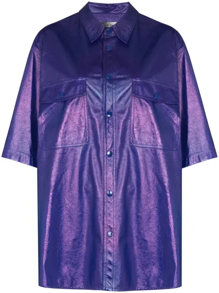 Kožená košile Isabel Marant modrá