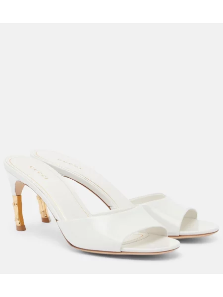 Papuci tip mules Gucci din piele alb