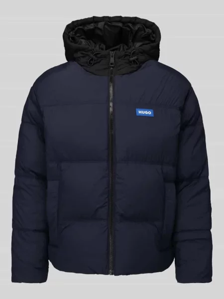 Kurtka pikowana o kroju regular fit z kapturem model Hugo Blue niebieska