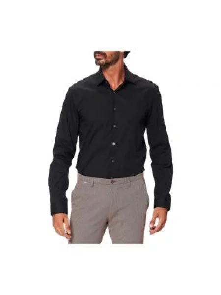 Koszula z długim rękawem Calvin Klein z długim rękawem garniturowa w jednolitym kolorze czarna