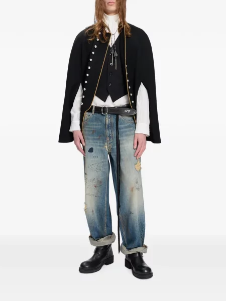 Blugi Ann Demeulemeester zdrențuiți albastru