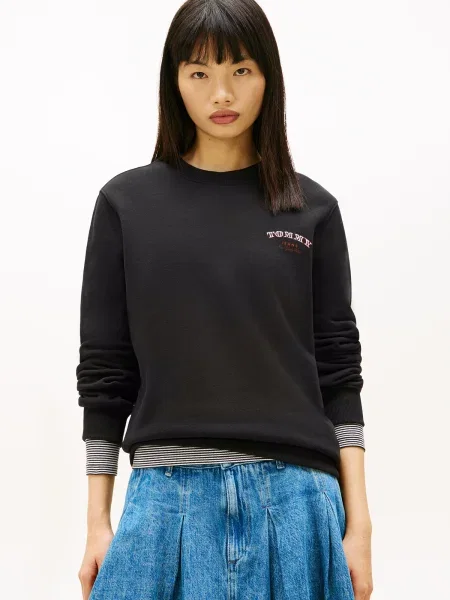Tommy Jeans Majica modra / rjasto rdeča / črna bela