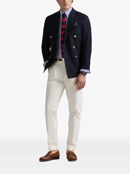 Tricou Polo Ralph Lauren din piele cu broderie în carouri maro