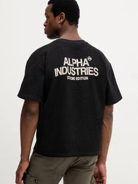 Тениска Alpha Industries с принт черно