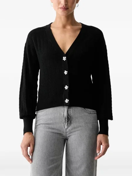 Cardigan Guess cu model floral tricotate negru