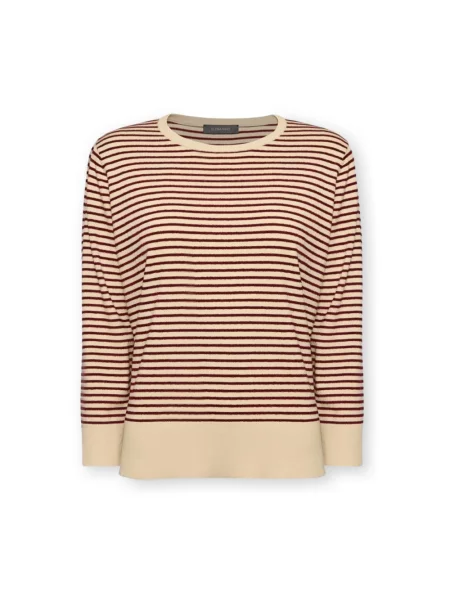 Sweter Elena Miro' w paski z paskiem czerwony