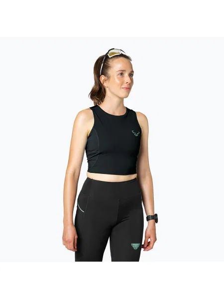DYNAFIT Женска тениска за бягане Trail Crop Top black out черно