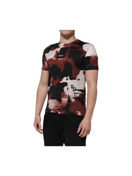 Dzianinowa koszulka Dolce And Gabbana w kamuflażu