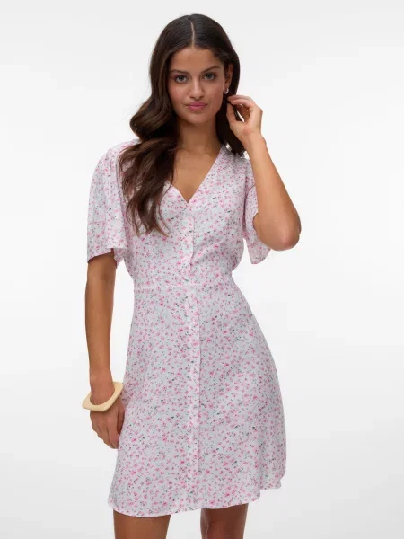 VERO MODA Košeľové šaty VMALBA tmavozelená / ružová / svetloružová biela