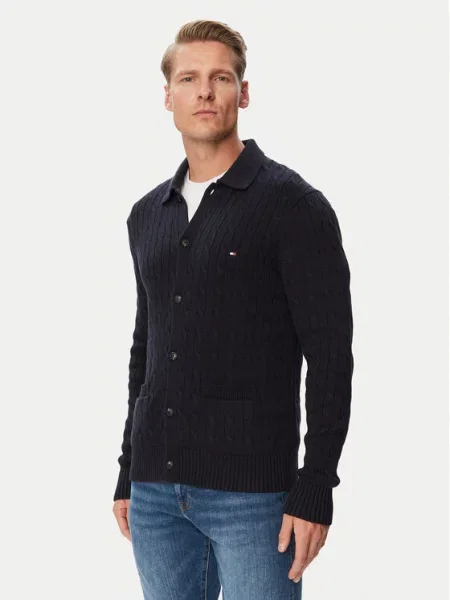Tommy Hilfiger kardigan za muškarce od pamuka plava