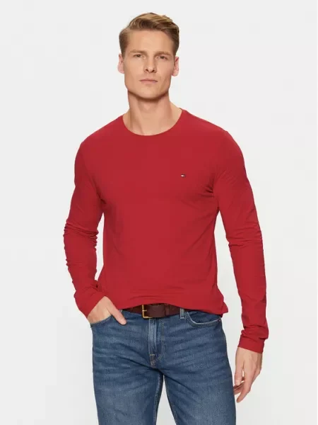 Разтягам тениска с дълъг ръкав Tommy Hilfiger червено
