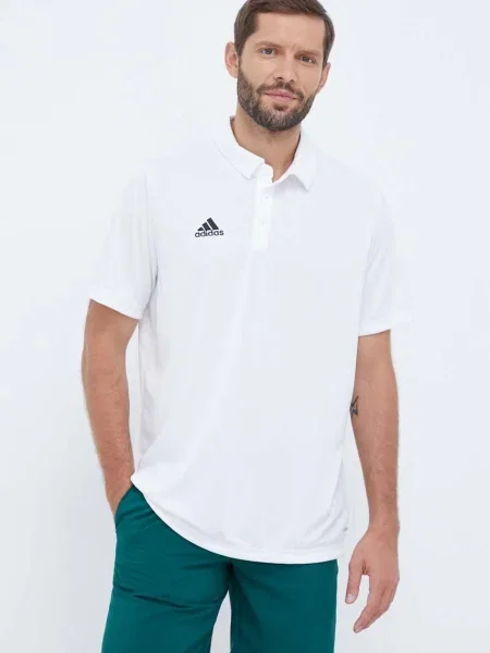 Тениска с яка за трениране adidas Performance Entrada 22 с изчистен дизайн бяло