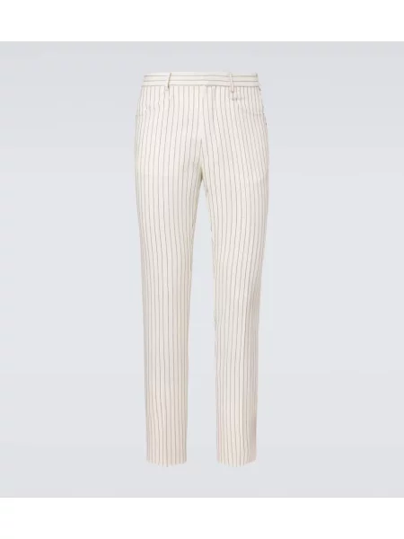 Vlněné kalhoty Tom Ford bílé