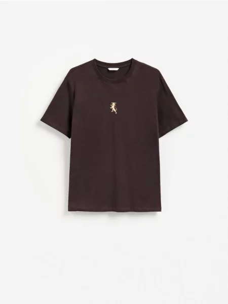Reserved Tricou regular din maro-închis maro
