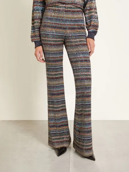 Missoni Pletené Kalhoty S Flitry A Třpytivou Přízí světle / tmavě červená / tmavě modrá šedá