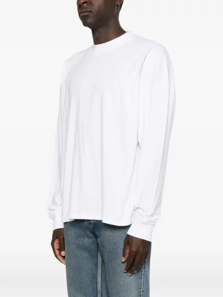 Lung tricou The Row cu decolteu rotund alb