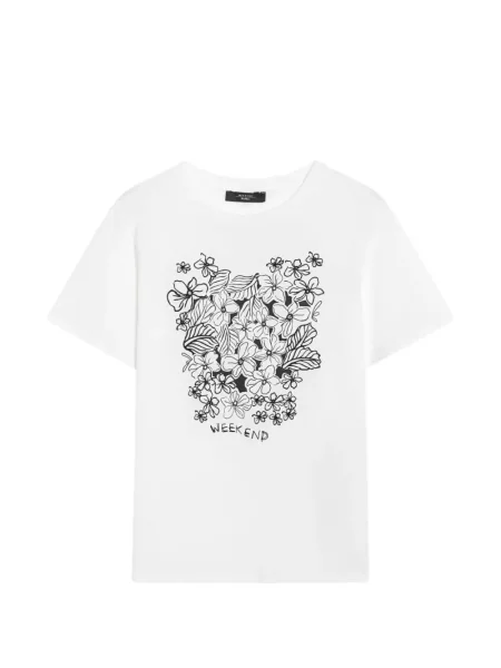 Tricou Weekend Max Mara cu model floral cu imagine alb
