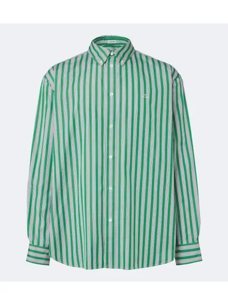 Cămașă Loewe cu dungi din poplin verde