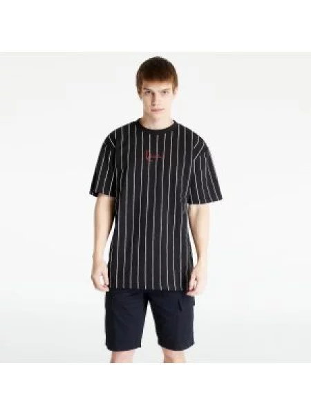 Tričko s krátkým rukávem Karl Kani Small Signature Pinstripe Tee Black/ White bílé