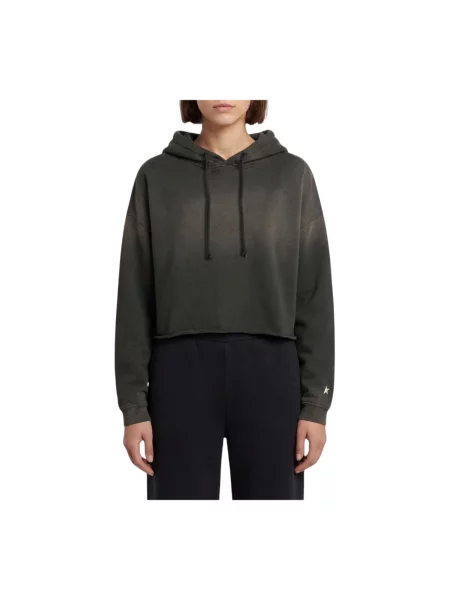 Bluza z kapturem Golden Goose z kapturem o skróconej długości czarna