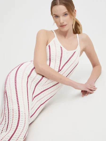 Pepe Jeans rochie GINNY DRESS maxi drept bej