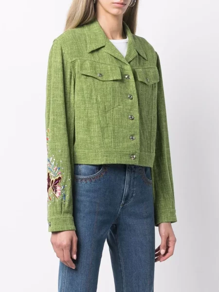 Zkrácená bunda Christian Dior Pre-owned s výšivkou zelená