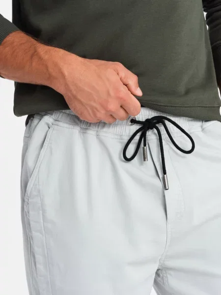 Pletené plisované jogger nohavice Ombre sivá