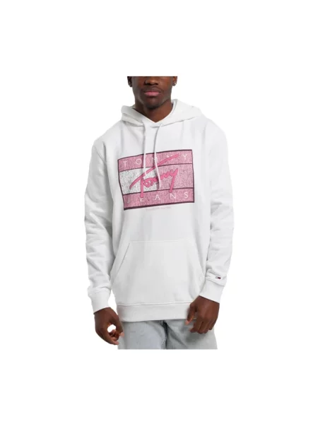 Bluza z kapturem Tommy Hilfiger z kapturem z nadrukiem klasyczna beżowa