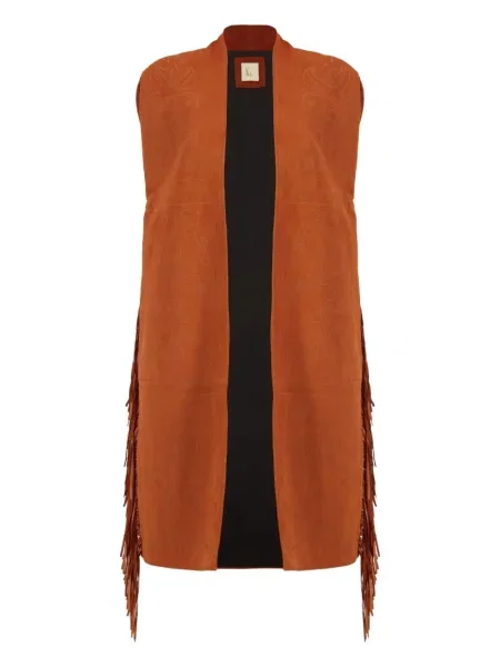 Haftowana kamizelka Paula zamszowa brązowa