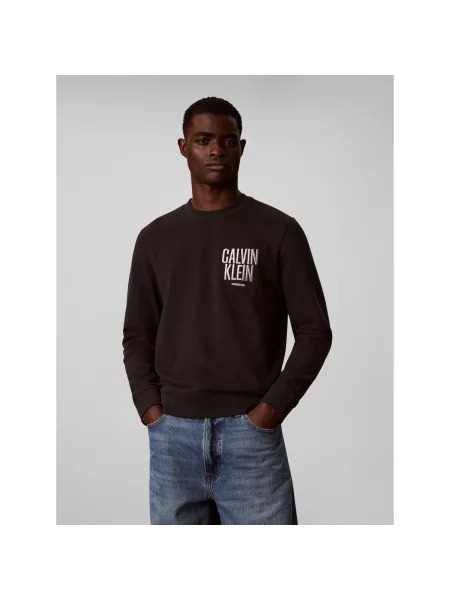 Palton Calvin Klein Jeans clasic din material terry negru