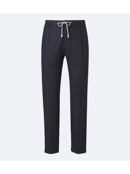 Pantaloni Eleventy de lână conici albastru
