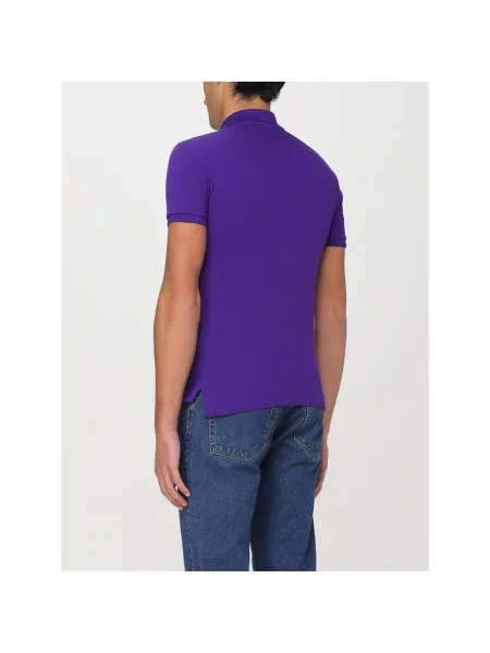 Haftowana krótka koszulka polo Polo Ralph Lauren fioletowa