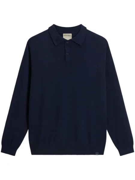 Gulerat pulover Woolrich din cașmir albastru